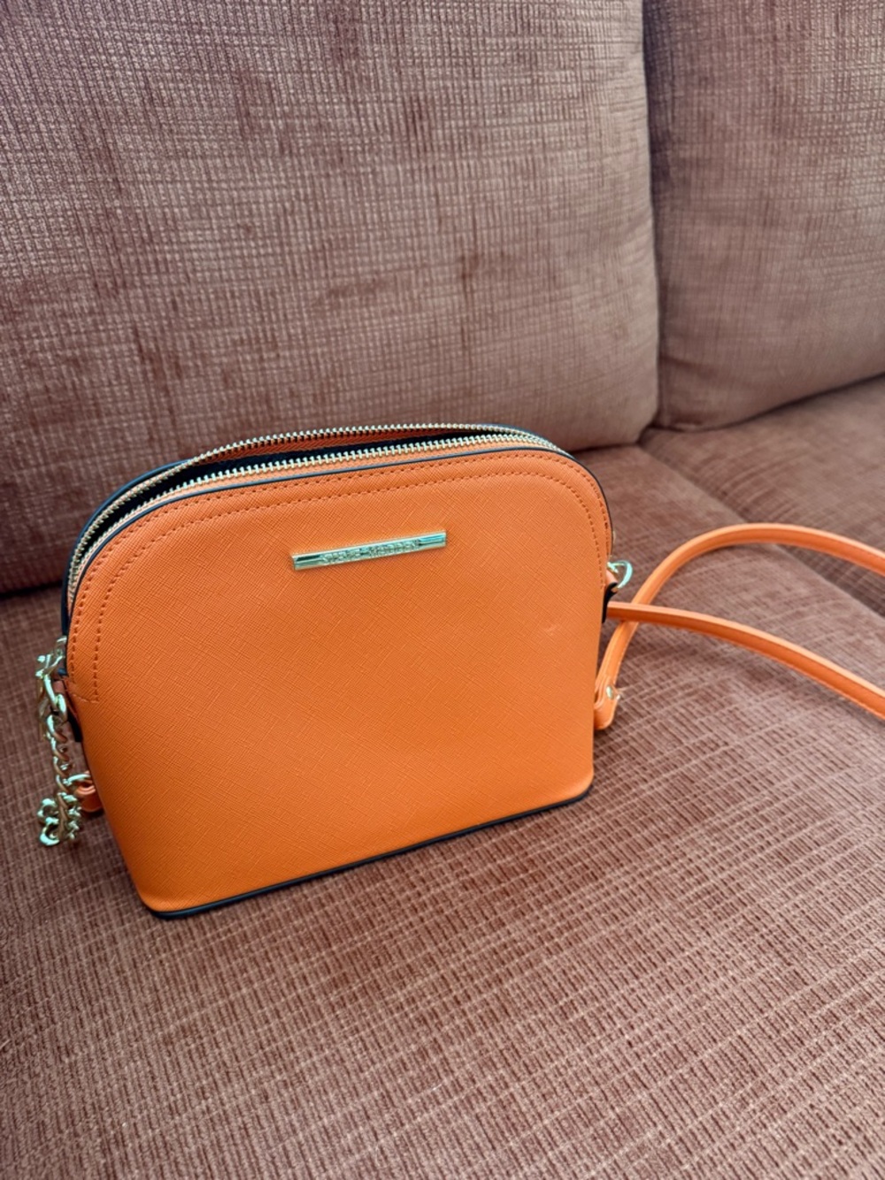 Steve Madden Orange Crossbody Bag with Gold Accent